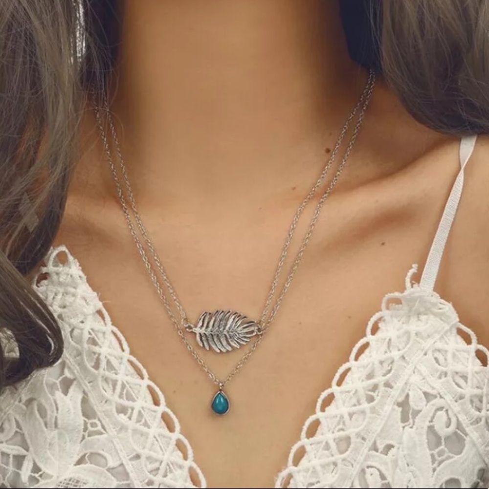 NEW Multilayered Boho Leaf Choker Chain Necklace